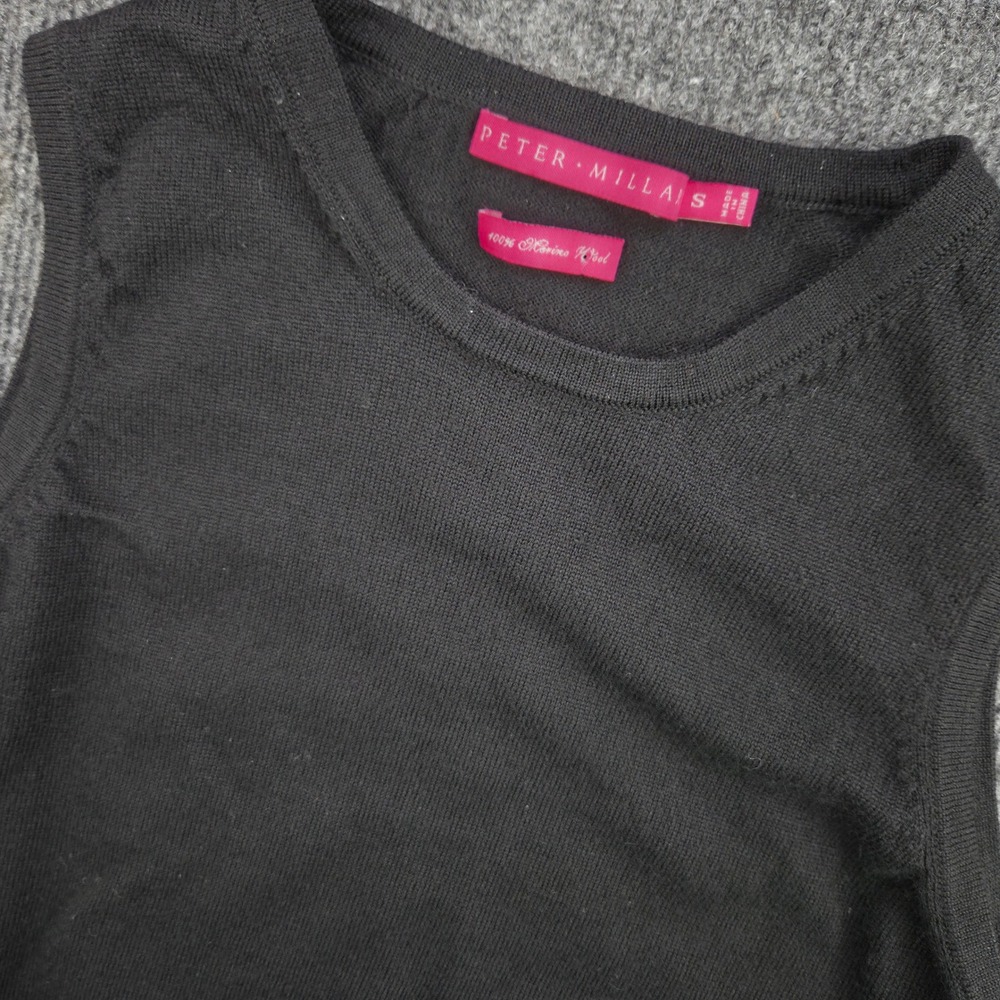 Peter Millar Women S Black Merino Wool Sweater Vest Slim Fit Career Minimalist